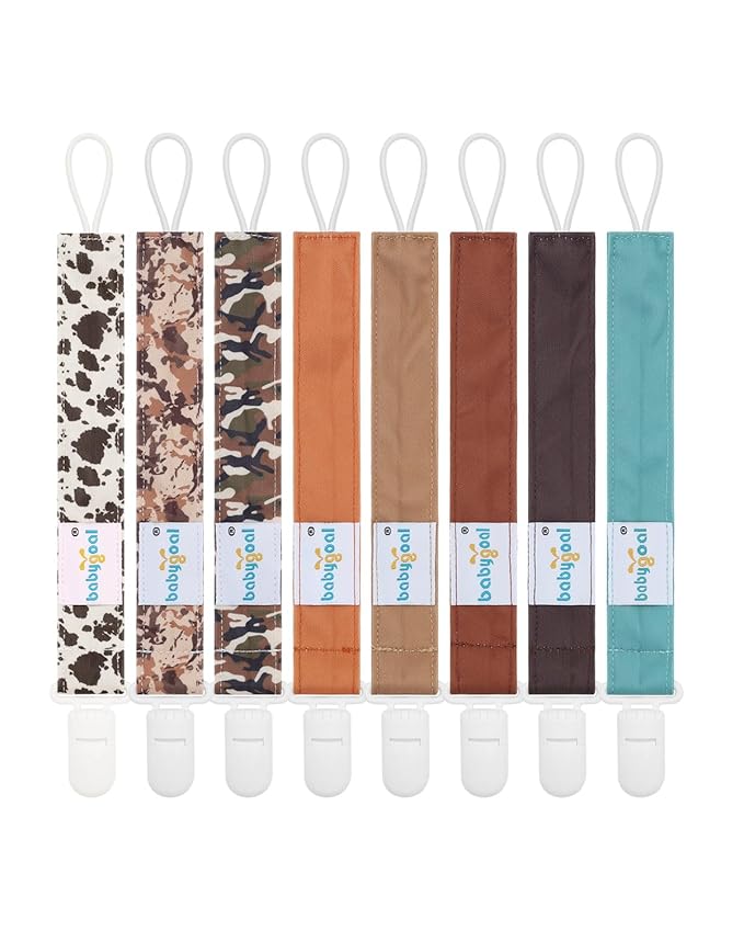 babygoal Baby Pacifier Clips 8 Pack, Pacifier Holder Clips Fits for Most Pacifier and Binkies-Neutral Color 8PS46-B