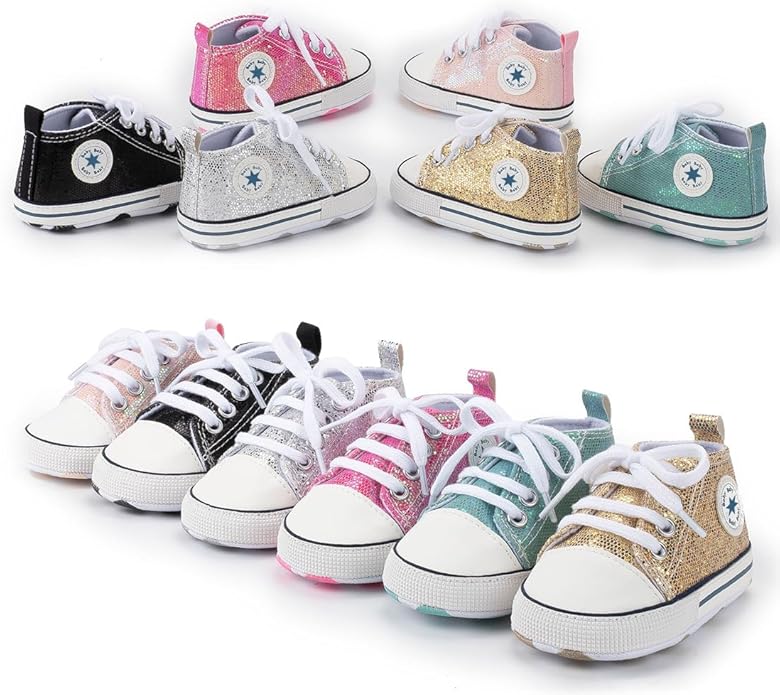 Unisex Baby Girls Boys Canvas High-top Shoes, Newborn Infant Anti-Slip Soft Sole Frist Walking Breathable Sneakers
