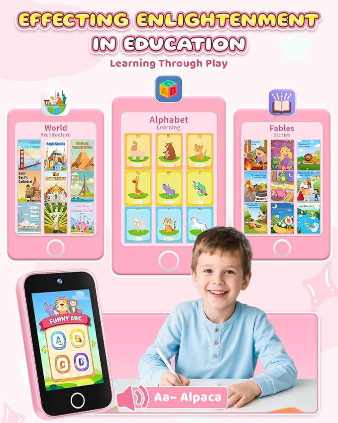Kids Smart Phone for Girls, Upgraded 3.5'' Touchscreen Phone for Kids Age 3-8, Christmas Birthday Gifts, Dual Camera Music Player Puzzle Games, Learning Toy for 3 4 5 6 7 8 Year Old Girls