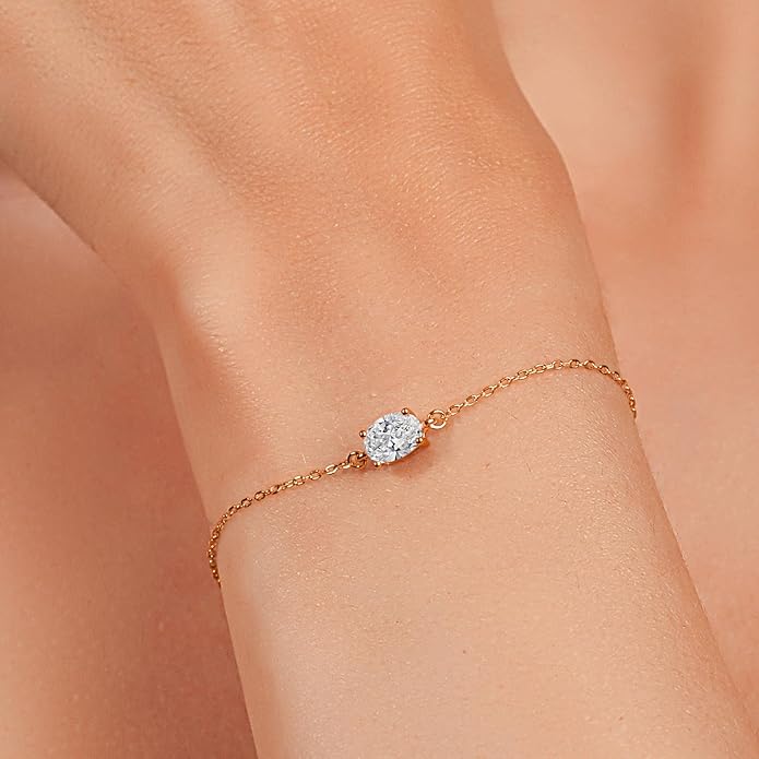 Gem Stone King 7X5MM Oval Gemstone Birthstone Solitaire Bracelet For Women | 925 Sterling Silver | Adjustable Bolo Bracelet For Women | Fine Jewelry Gifts for Her Mom Wife
