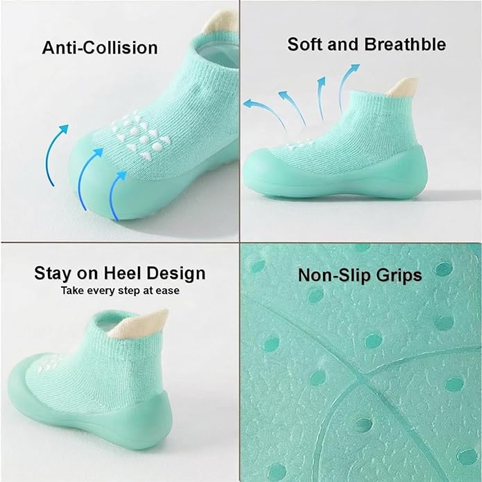 Hstyle Baby Sock Shoes Toddler Walking Shoes Infant Non-Slip Slippers Soft Rubber Sole Sneakers for Baby Boys Girls