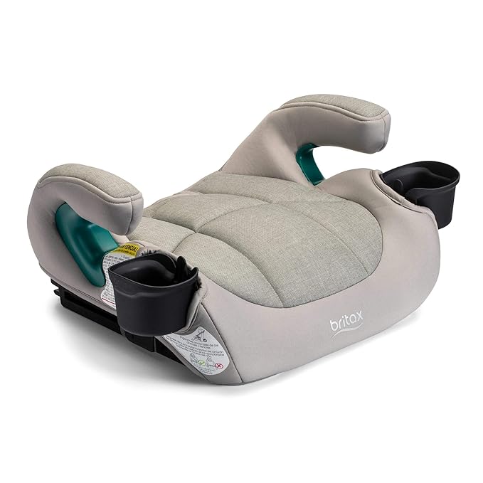 Britax UpNGo Click Backless Booster Car Seat with Rigid Latch, Lightweight and Portable Travel Booster with Slim Design and PosturePlus, Accommodates Kids up to 120 Lbs and 63” – Parchment