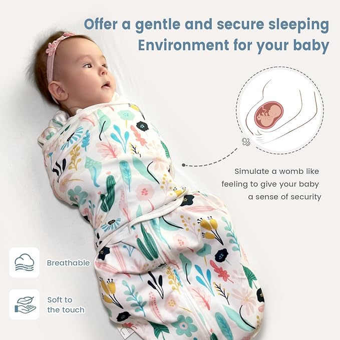 ZIGJOY Sleep Sack Swaddle 1.0 Tog Baby Wearable Blanket 100% Cotton Baby Swaddle Blanket for Newborns 6-12 Months Green&Tropical Rainforest