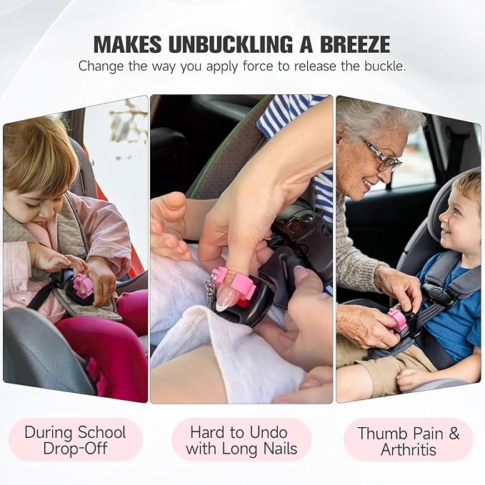 MORLIKE LIVING Silicone Buckle Release Tool, Unbuckle Assistant, Easy Buckle Release Aid for Parents and Caregivers to Unbuckle (Pink-Green)