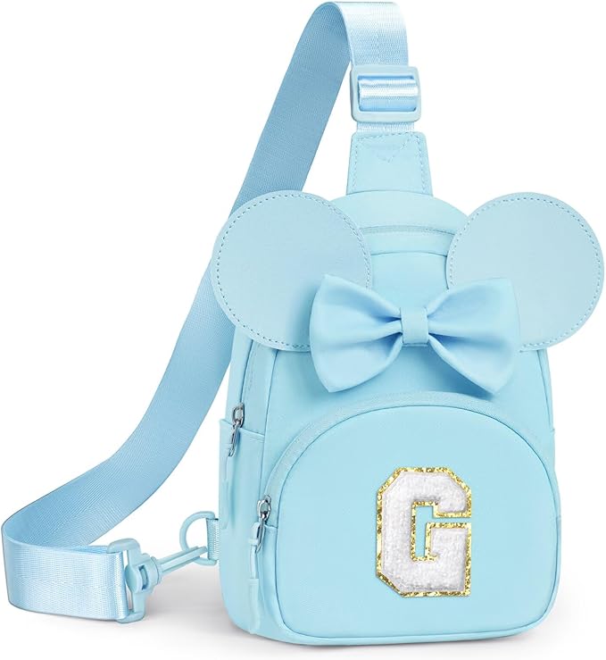 YOOLIFE Initial Crossbody Purse Bag for Girls, Small Sling Bag Fanny Pack for Little Girls Purse, Birthday Gifts for 2 3 4 5 6 7 8 Year Old Girl Kids, Personalized Gifts for Daughter Sister, Blue (G)