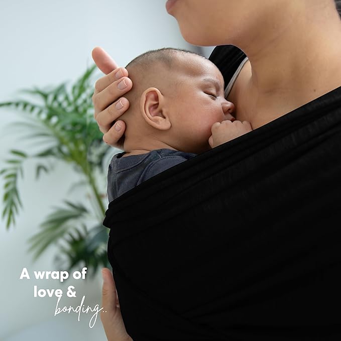 ELDOMA Black Baby Wrap Carrier - Lightweight, Breathable Baby Sling, Hands Free Baby Carrier Sling, Baby Carriers from Newborn to Toddler, (7-35 lbs / 3-15kg)