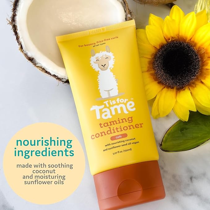 T is for Tame – Natural Curly Hair Conditioner for Kids with Jojoba & Sunflower Oil – Detangles, Softens & Controls Frizz – Plant-Based, Vegan & Hypoallergenic – 5.07 fl oz (2 Pack)