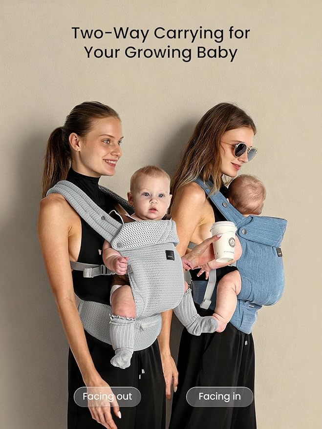 GROWNSY Baby Carrier Newborn to Toddler, Lightweight Ergonomic 7-44 lbs Newborn Carrier with Head Support, Easy to Wear Hands Free Infant Carrier for 0-36 Months, Blue