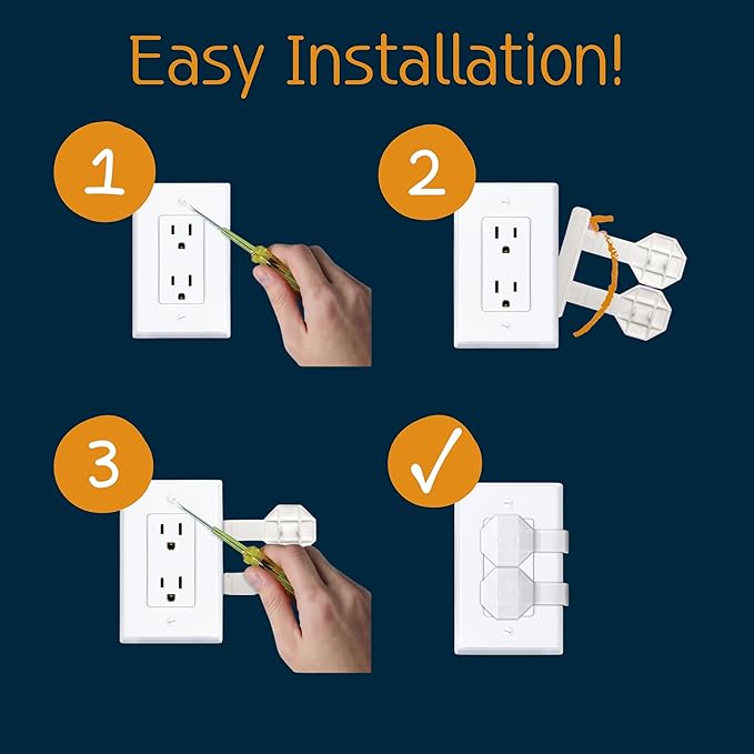 Outlet Covers Baby Proofing (6 Pack) – Always-Connected Child Proof Outlet Plug Covers for Electrical Outlets – Easy Install Baby Outlet Covers, 12-Outlet Coverage