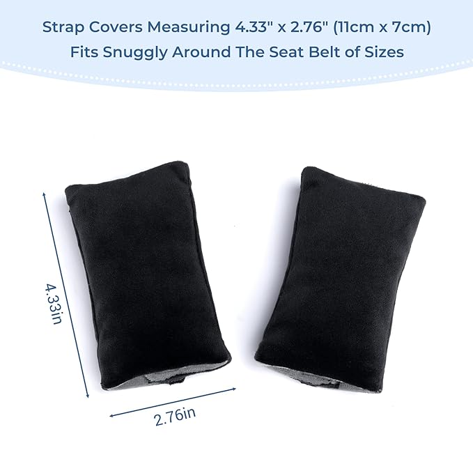 COOLBEBE Car Seat Straps Shoulder Pads for Baby Kids, Super Soft Seat Belt Covers for All Car Seats/Pushchair/Stroller/High Chair（Black/Grey