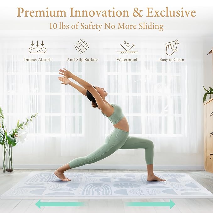 PopsyKosy Premium Baby Floor Play Mat - Extra Thick & Cushioned 1 inch Playroom Foam Mat, Non-Toxic Odorless - 6 Tiles - Spacious 6x4 ft. - Stylish & Large, Waterproof for Kids & Toddlers - Foggy Gray