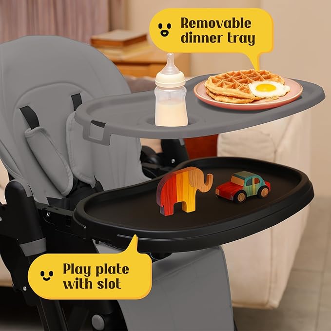6-in-1 Convertible High Chair with Rocker | Baby High Chair for Newborn to Toddler (0-3 Years) | Adjustable, Foldable & Easy-Clean with Dishwasher Safe Tray & Tool-Free Assembly,Gray