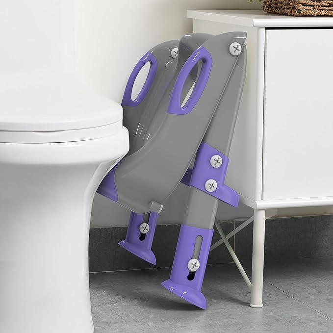 Potty Training Seat, SKYROKU Potty Training Toilet with Step Stool Ladder, for Kids Boys Girls Toddlers - Comfortable Safe Potty Seat with Anti-Slip Pads Ladder (8838-GreyPurple)