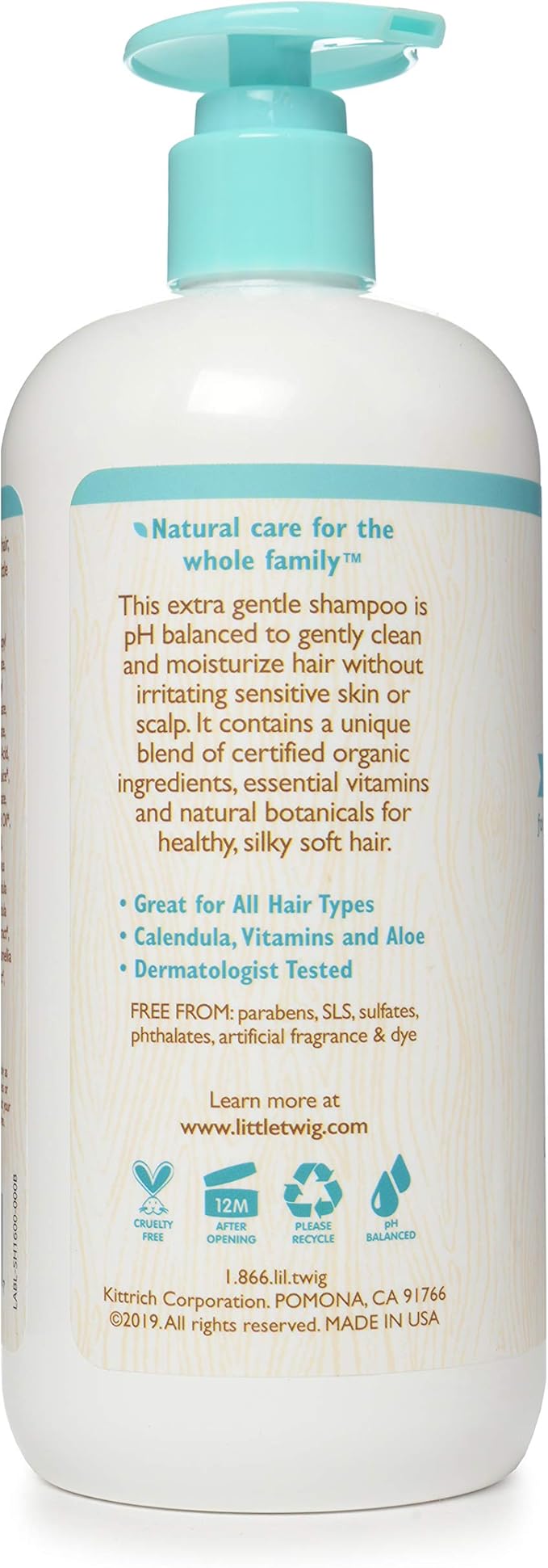 Little Twig Fragrance-Free Shampoo, Hair Shampoo with Natural Plant Derived Formula, Vegan, Gluten-Free, Perfect for Newborns, 17 fl. oz.