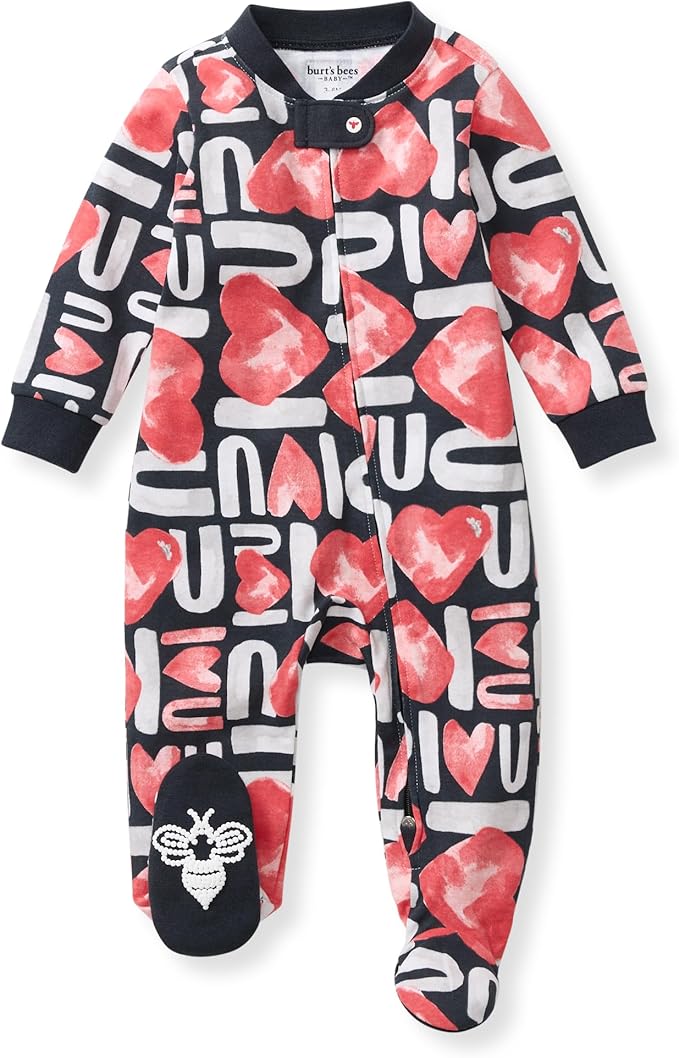 Burt's Bees Baby Boys Sleep and Play PJs, 100% Organic Cotton One-Piece Zip Front Romper Jumpsuit Pajamas