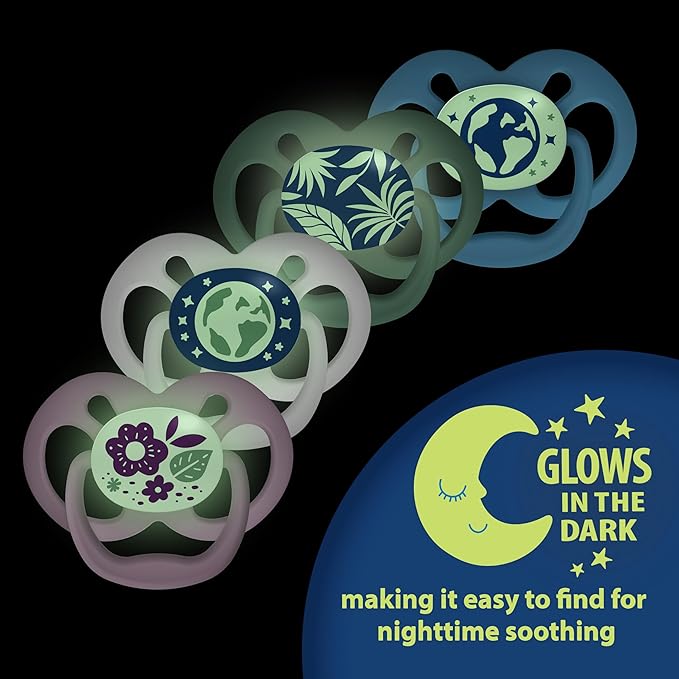 Dr. Brown's Advantage Symmetrical Pacifier with Air Flow - Blue Glow-in-The-Dark - 2-Pack - 6-18m (Pack of 2)