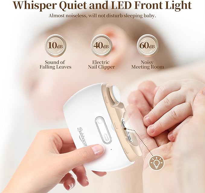 Electric 2-in-1 Nail Clipper & Polisher, 2-Speed Safe Fingernail Trimmer for All Ages, Rechargeable Automatic Nail Clipper with Light, Manicure Set for Baby Kids Seniors & Weak Hands
