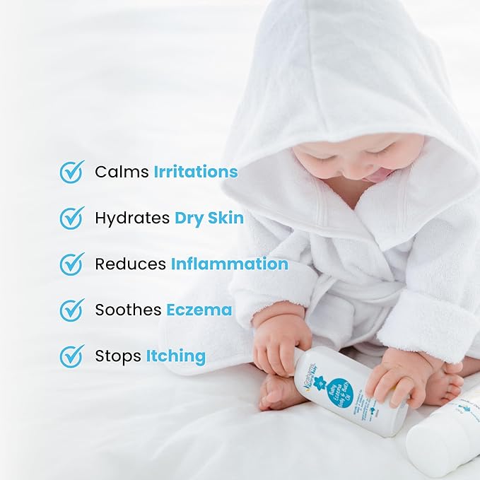 Grahams Natural Baby Eczema Body and Bath Oil - Treat Eczema & Cradle Cap, Relief for Itchy, Dry Skin - Clinically Proven Formula - For Ages 0+ Months to 12 Years (1 x 100ml)