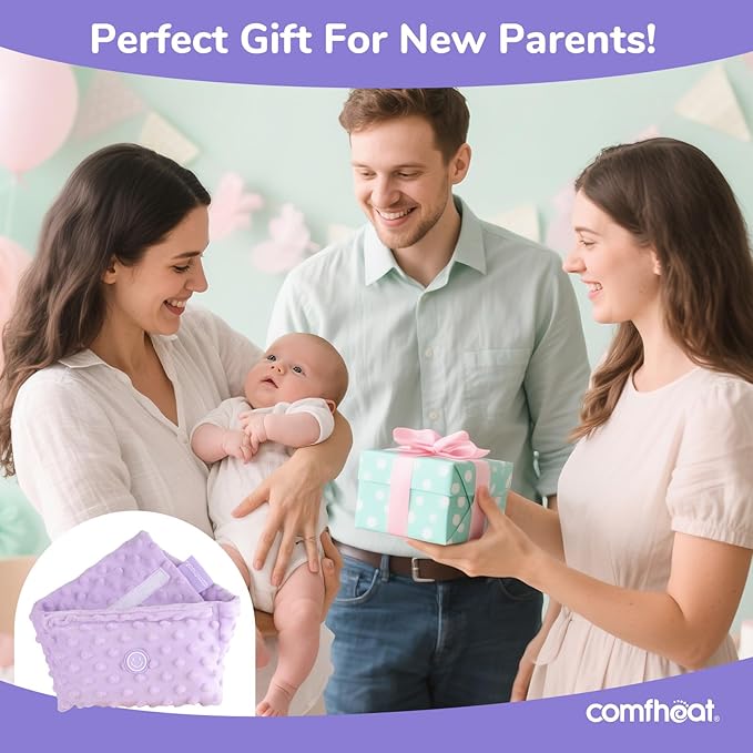 Colic and Gas Relief for Newborns and Infants, Flaxseed Heated Tummy Wrap, Baby Swaddling Belt with Soothing Warmth, Natural Relief for Upset Stomach in Babies and Toddlers, 0-3 Years (Puple)