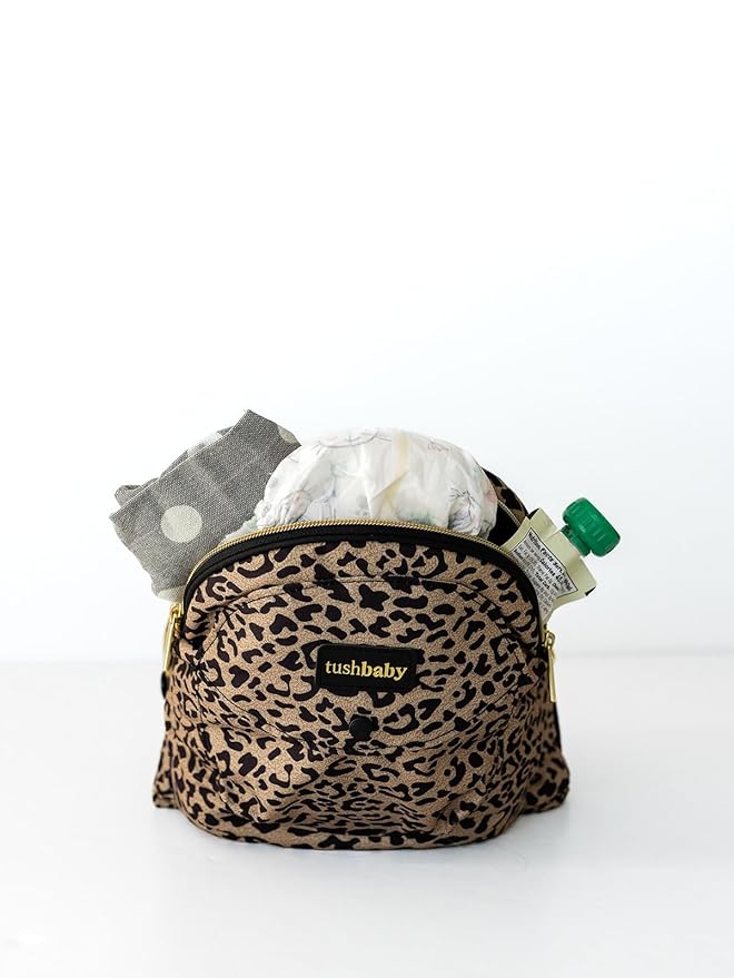 Tushbaby Original Hip Seat Baby Carrier for Babies & Toddlers up to 45 lbs, Safety Certified, Lightweight No-Foam Design with Storage & Nursing Support, Cheetah