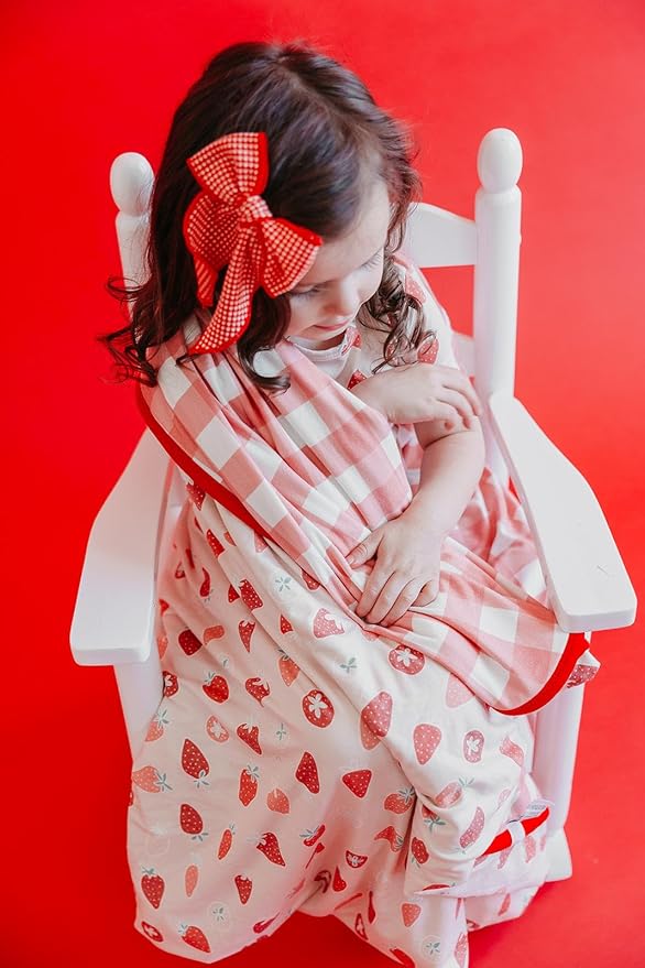 Copper Pearl Three-Layer Quilt: Soft Quilts for Boys & Girls | Breathable, Cozy Toddler Blanket | Newborn Quilt | 46x46 Premium Polyester/Rayon | Strawberry