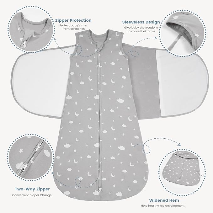 ZIGJOY Baby Swaddle Sleep Sack, 1.0 TOG Sleep Sack Swaddles for Newborns & infant 0-6 Months 100% Cotton Baby Wearable Blanket for Newborn Registry Essentials
