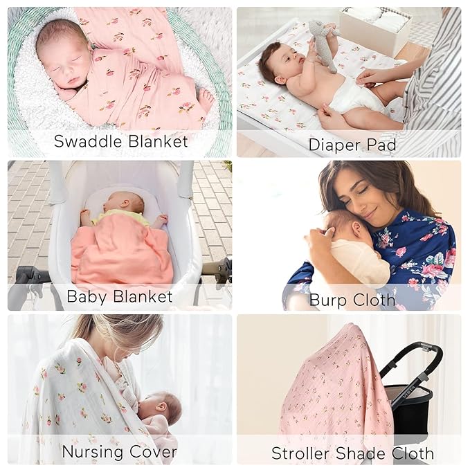 Momcozy Muslin Swaddle Blankets, Soft Silky Baby Blankets 47 x 47 inches, Breathable Swaddle Blankets, Newborn Receiving Blanket for Boys and Girls, 4 Pack