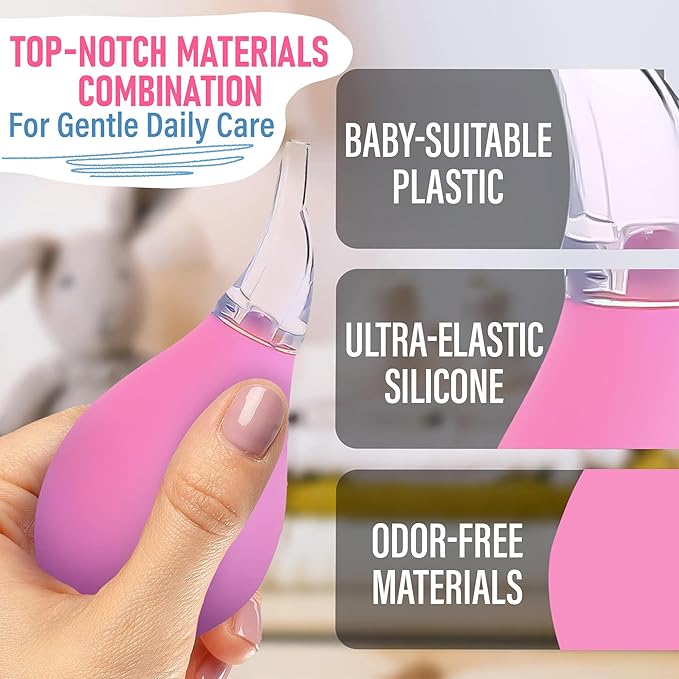 3 Pcs Nose Bulb Syringe for Baby - 3.5" Mucus Suction for Babies, Baby Bulb Syringe for Infant, Made from Odor-Free PVC & Rubber Nasal Suction for Babies - Easy to Use Infant Nose Sucker for Toddlers