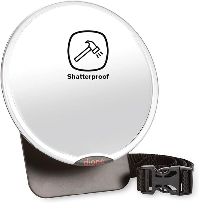 Diono Easy View Pack of 2 Baby Car Mirrors, Safety Car Seat Mirror for Rear Facing Infant, Fully Adjustable with 360 Rotation, Wide Crystal Clear View, Shatterproof, Crash Tested