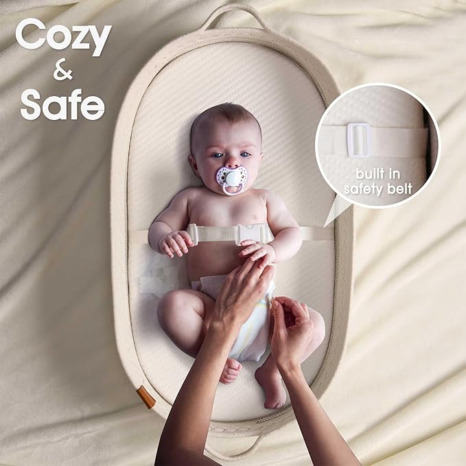 Baby Changing Basket Includes Diaper Caddy - Soft & Waterproof Dual-Cover, Portable, Changing Pad for Dresser & Changing Table, Gift for Baby Shower, Organic Cotton Rope