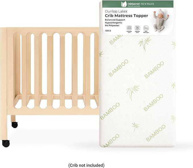 ORGANIC TEXTILES Organic Baby Mattress Topper with Rayon Derived Bamboo Cover - GOLS/GOTS Certified - Breathable - 3" Cradle (36"x18")
