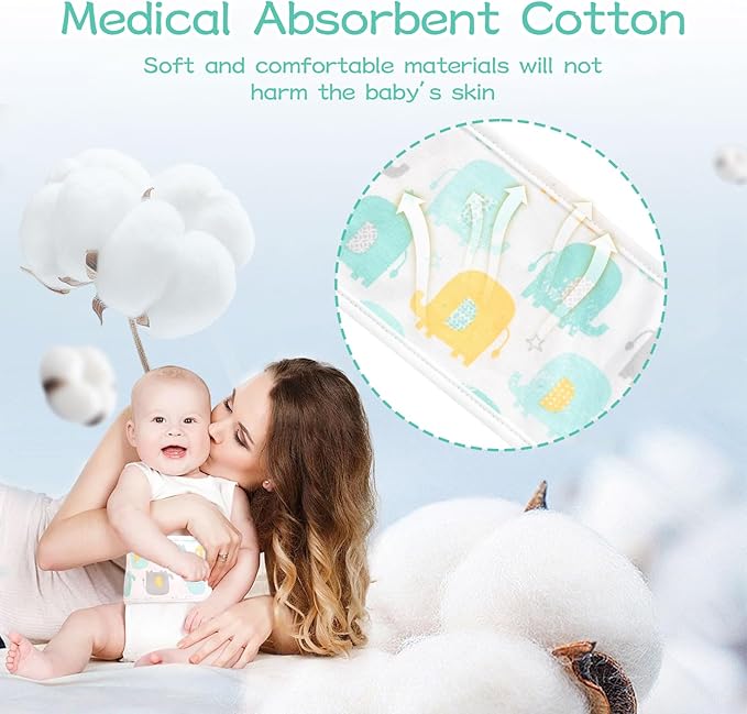 4Pcs Baby Infant Umbilical Cord Belly Band Cartoon Cotton Baby Belly Belt, Adjustable Newborn Belly Button Wrap, Baby Tummy Wrap for Protection, Baby Gifts for 0 To 12 Months(Group Elephants)