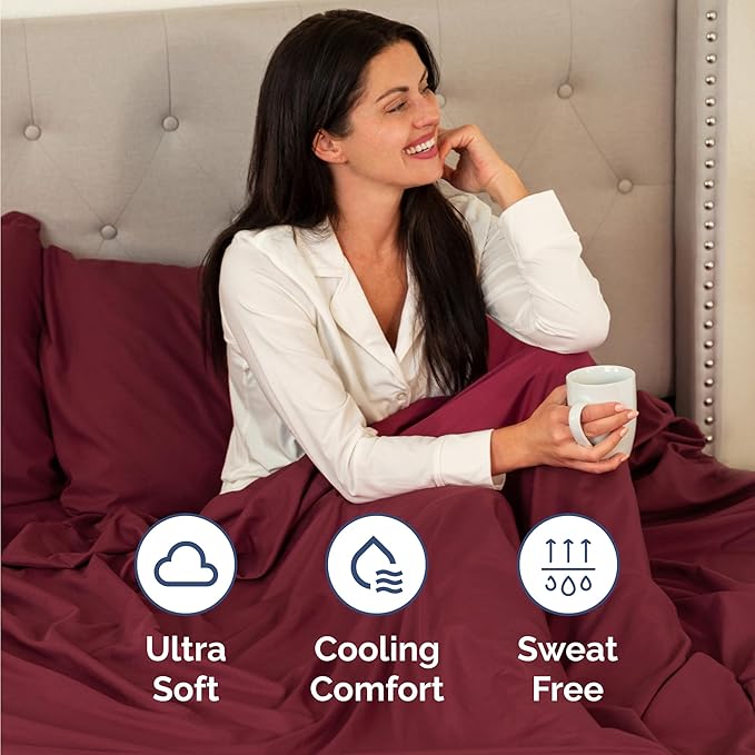 Twin Size 3 Piece Sheet Set - Comfy Breathable & Cooling Bed Sheets Set - Hotel Luxury Bedding for Women, Men, Kids, Teens, Boys & Girls - Deep Pockets, Ultra-Soft, Wrinkle Free - Oeko-Tex - Burgundy