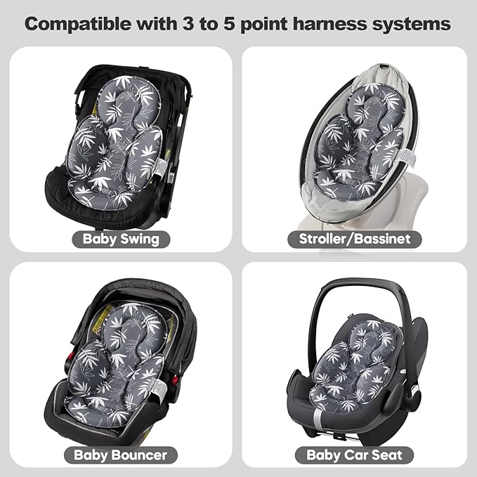 Infant Car Seat Insert, Baby Head Body Support for Newborn Cushion Pads, Compatible with 3 to 5 Point Harness Systems, Breathable Soft Fabric, Perfect for Carseats, Strollers, Swings