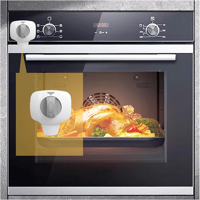 Knob Switch Child Proof Oven Lock Baby Safety Oven Door Lock for Toddlers Heat-resistant Adhesive no Tools Need or Drill (White-1Pcs)