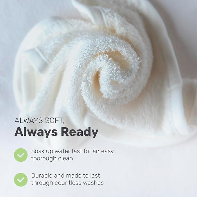 Bamboo Baby Washcloths for Newborn, Ultra-Soft & Absorbent for Gentle Bath Time Care, Durable Baby Bamboo Washcloths Made from Premium Viscose