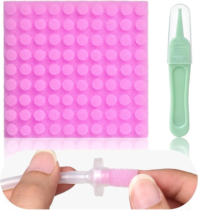 Replacement for Nosefrida Nasal Aspirator Filters, 100-Pack of Premium Nasal Aspirator Hygiene Sponges, with Nose Cleaning Tweezers (Red,100 Count)
