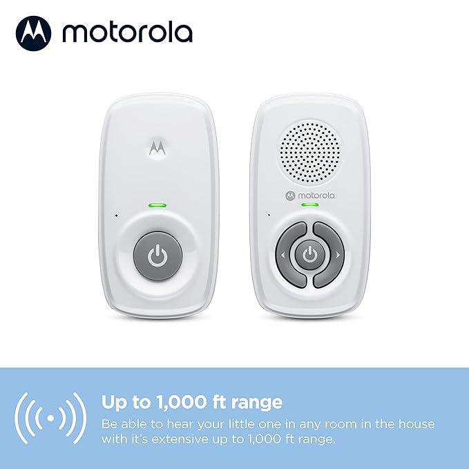 Motorola Nursery Baby Monitor Audio Only, No WiFi, Long Range AM21 with Private Connection, Cry Detection, Volume Control, Portable Parent Unit, Ideal for Safe Monitoring