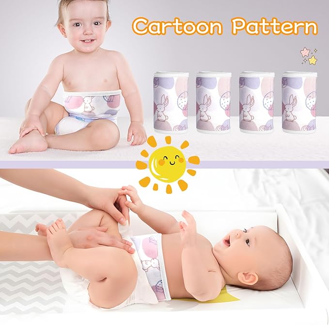 4Pcs Baby Infant Umbilical Cord Belly Bands Cartoon Cotton Soft Baby Belly Belt, Adjustable Newborn Belly Button Wrap, Baby Tummy Wrap for Protection, Baby Gifts for 0 to 12 Months(Hedgehog)