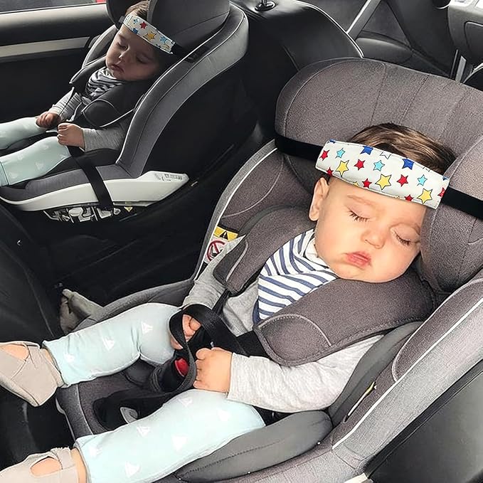 3 Pcs Baby Carseat Head Support Band Neck Relief Headrest Strap for Stroller Car Seat Head Holder for Toddler Kids Children Child Baby Infant(White and Green)