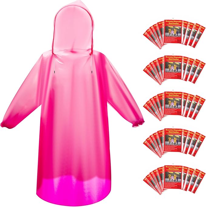 6 & 20 & 50 Pack Disposable Rain Ponchos for Adults/Youth, Waterproof PE Raincoats with Drawstring, Camping/Emergency