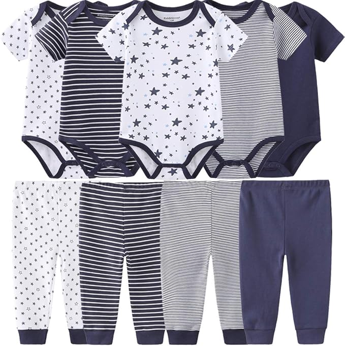 Kiddiezoom Baby Layette Set Baby Boys' 9-Piece Bodysuits Pants Set Toddler Girl Boy Unisex Baby Gift Sets
