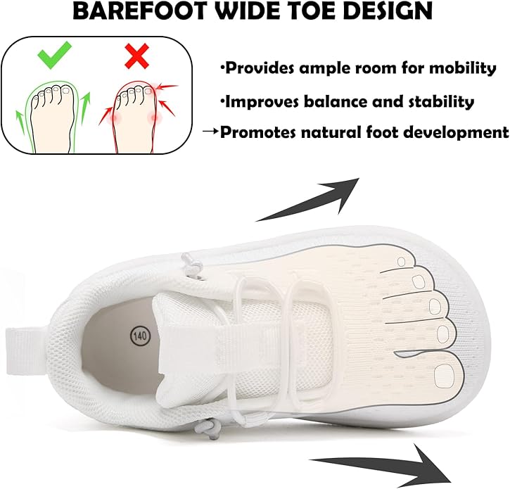 MORENDL Wide Toddler Shoes Baby Walking Shoes Girls Boys Zero Drop Minimalist Sneakers Slip On Tennis Shoe Breathable Naturally Flexible