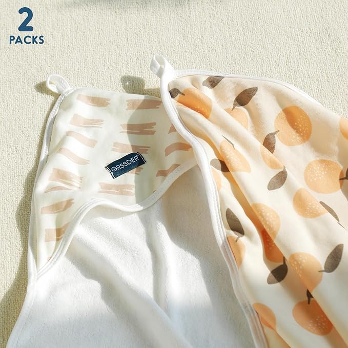GRSSDER Baby Hooded Towel 2 Pack for Newborn, Super Soft Bath Towels with Original Designs, Ultra Absorbent Knit Terry, Large Toddler Towels with Hood for Boys Girls, Shower Gifts for Infant,34"x 34"