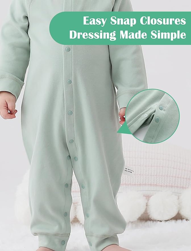 Newborn Baby Boys 2 Pack Cotton Romper Outfits Infant Long Sleeve One-Piece Toddler Button Jumpsuits