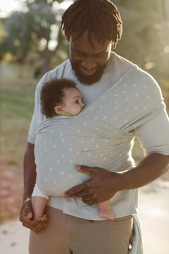 Boba Baby Wrap Carrier – Original Baby Sling Carrier for Newborns (7–35 lbs), Soft, Secure, Hands-Free & Ergonomic, Ideal for Comfortable Bonding, New Parents (Serenity Sage Rainbows)