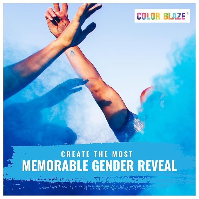 Color Blaze Baby Gender Reveal Color Powder Packets - 75 g Each - 10 Packs of Blue Colored Powder for Boy - For Car & Motorcycle Burnout, Exhaust, Color Toss, Photoshoot, Party & Festival - Blue