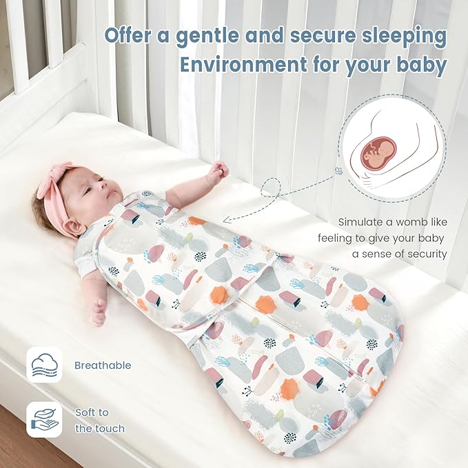 ZIGJOY Baby Swaddle Sleep Sack, 1.0 TOG Sleep Sack Swaddles for Newborns & infant 0-6 Months 100% Cotton Baby Wearable Blanket for Newborn Registry Essentials Blue&Stone Sea