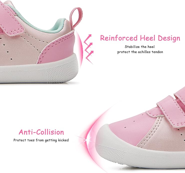 Baby Shoes Boys Girls First Walking Shoes Wide Toe Box Barefoot Zero Drop Infant Shoes Lightweight Nonslip Soft First Walkers PU Leather Toddler Sneakers for 6-24 Months