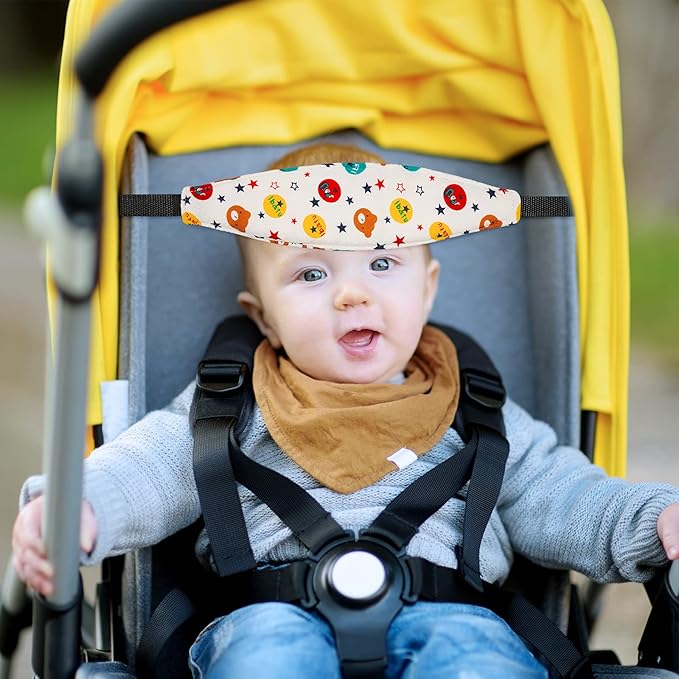 HESTYA 2 Pieces Baby Carseat Head Support Band Strap Headrest Stroller Seat Sleeping Headrest Neck Relief Head Strap Headband for Kids Children Toddler Infant(Dinosaur and Bear)